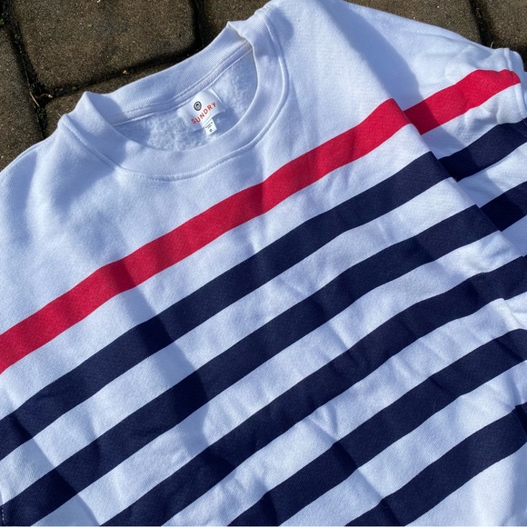 EUC Sundry Red White & Blue striped boxy sweatshirt - Picture 2 of 4